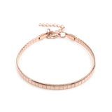 Stainless Steel Snake Chain Bracelet Rose Silver Rectangle Charms Gifts