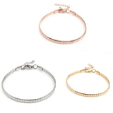 Stainless Steel Snake Chain Bracelet Rose Silver Rectangle Charms Gifts