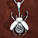 Steampunk Gear Beetle Pendant Necklace Stainless Steel
