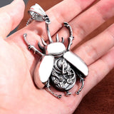 Steampunk Gear Beetle Pendant Necklace Stainless Steel