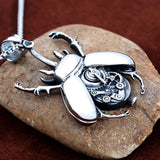 Steampunk Gear Beetle Pendant Necklace Stainless Steel