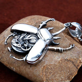 Steampunk Gear Beetle Pendant Necklace Stainless Steel