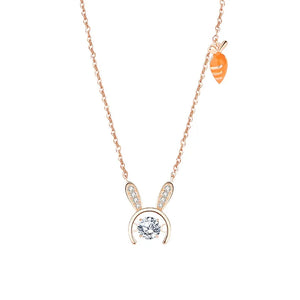 Sterling Silver Smart Rabbit Necklace Heart Pendant