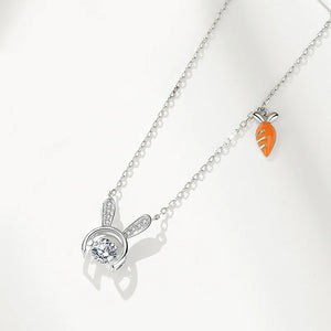Sterling Silver Smart Rabbit Necklace Heart Pendant