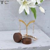 Walnut Metal Earring Rack Jewelry Display Storage T Shape