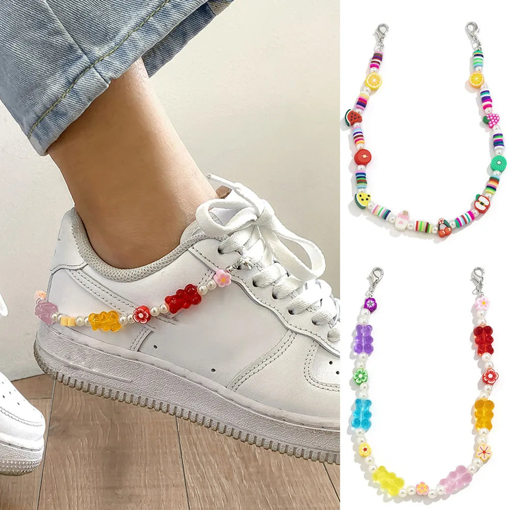 Summer Sports Beads Shoe Chain Decoration for Girl DIY Shoes Anklet