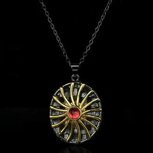 Sun Flower Pendant Red Gemstone Necklace Women Wedding Bridal Jewelry