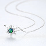 Sunflower Opal Necklace S925 Sterling Silver Clavicle Pendant