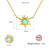 Sunflower Opal Necklace S925 Sterling Silver Clavicle Pendant
