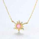 Sunflower Opal Necklace S925 Sterling Silver Clavicle Pendant