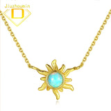 Sunflower Opal Necklace S925 Sterling Silver Clavicle Pendant