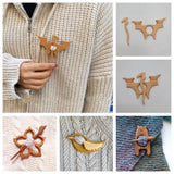 Funny Animal Sweater Breastpin Wood Crafts DIY Scarf Pin for Party