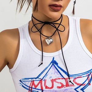 Sweet Love Heart Pendant Necklace for Women Wedding Goth