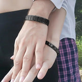 Stylish Titanium Steel Bangle Leather Bracelet