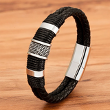 Magnetic Man Charm Leather Bracelet Stainless Steel Buckle