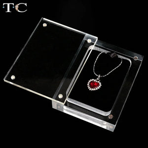 Transparent Jewelry Display Box Necklace Pendant Case Acrylic