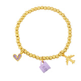 Coffee Cup Bead Bracelet for Women Flat Pendant
