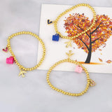 Coffee Cup Bead Bracelet for Women Flat Pendant