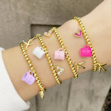 Coffee Cup Bead Bracelet for Women Flat Pendant