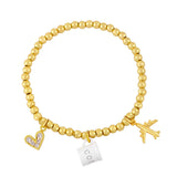 Coffee Cup Bead Bracelet for Women Flat Pendant