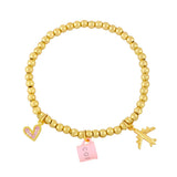 Coffee Cup Bead Bracelet for Women Flat Pendant