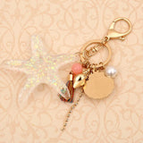 Pearl Shell Starfish Tassel Keychain Charm Car Key Chain Ring Holder