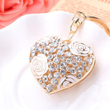 Heart Keychain Rhinestone Charm Bag Pendant Couple Key Chain Ring Holder