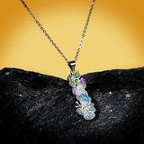 Enamel Leaf Flower Sweater Chain 925 Silver Jewelry