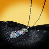 Enamel Leaf Flower Sweater Chain 925 Silver Jewelry