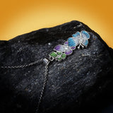 Enamel Leaf Flower Sweater Chain 925 Silver Jewelry