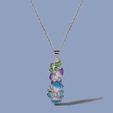 Enamel Leaf Flower Sweater Chain 925 Silver Jewelry