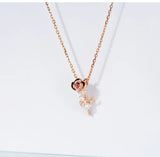 Unique Rose Pendant Flower Pearl Necklace 925 Silver Jewelry