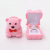 Velvet Bowknot Bear Ring Earring Bracelet Jewelry Display Box Case