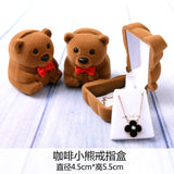Velvet Bowknot Bear Ring Earring Bracelet Jewelry Display Box Case