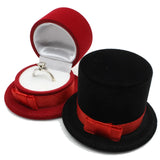 Velvet Jewelry Ring Box Hat Shape Wedding Ring Earrings Storage