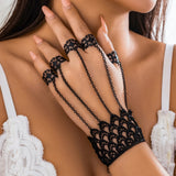 Vintage Lace Finger Wrist Chain Rings Bracelets Hand Harness Bangles