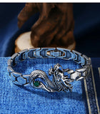 Green Gemstone Dragon Totem Men's Bracelet