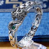 Green Gemstone Dragon Totem Men's Bracelet
