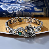 Green Gemstone Dragon Totem Men's Bracelet