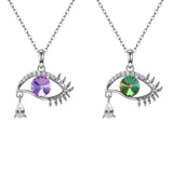 925 Silver Devil's Eye Tears Crystal Pendant Necklace