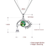 925 Silver Devil's Eye Tears Crystal Pendant Necklace