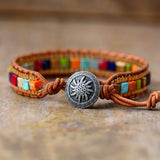 Creative Women Wrap Bracelets 7 Chakra Stones Plated Chain