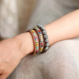 Creative Women Wrap Bracelets 7 Chakra Stones Plated Chain