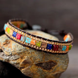 Creative Women Wrap Bracelets 7 Chakra Stones Plated Chain