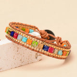 Creative Women Wrap Bracelets 7 Chakra Stones Plated Chain