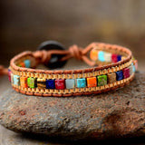 Creative Women Wrap Bracelets 7 Chakra Stones Plated Chain