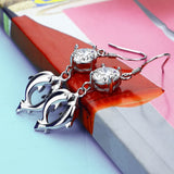 Women's 925 Silver Dolphin Zircon Earrings Fine Jewelry