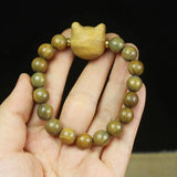Wooden Cat Bracelet Beads Vintage Minimalist Pop Jewelry