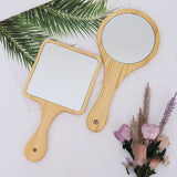 Wooden Handle Beauty Salon Round Dressing Mirror