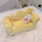Yellow Sofa Shape Jewelry Box for Women Girls Organizer